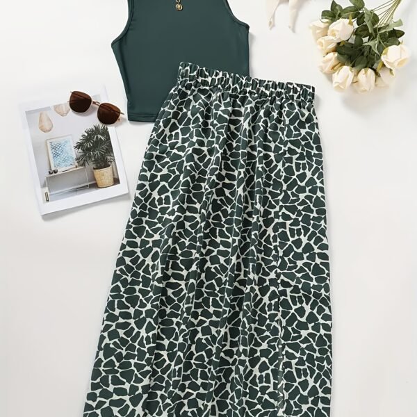 Spring/Summer Casual Fashion Women's Tank Top + Skirt Two-Piece Set