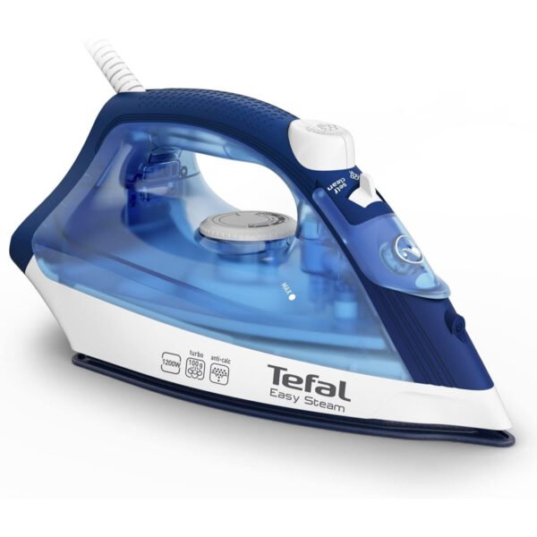 TEFAL Steam Iron | Easy Steam | Iron Steamer | 1200 W | 220 ml | Anti-scale | Non-stick | Blue |2 Years Warranty | FV1941M0