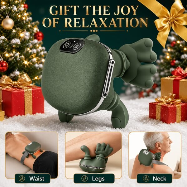 Dual Claw Neck and Shoulder Kneading Massager with Heating, Large Capacity Rechargeable Battery, Portable Electric Massage for Neck, Shoulder, Waist and Legs, Electric Massage Equipment Relieves Muscle at Home and Office