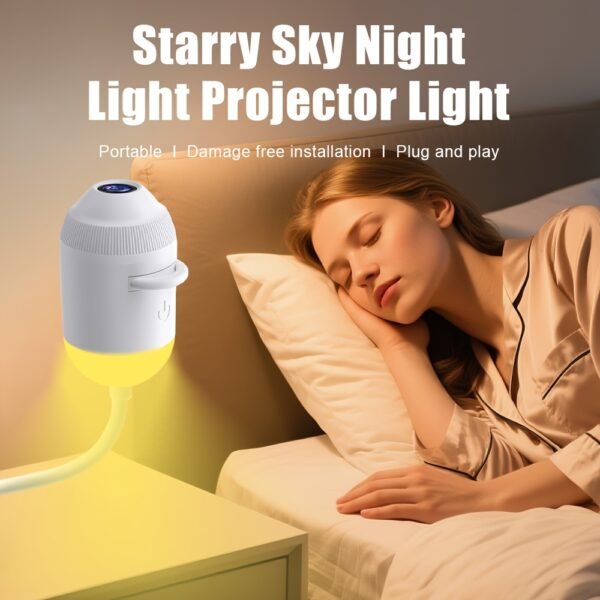 USB Starry Sky Projection Wall Light with Adjustable Hose, Moon and Full Sky of Stars Ambient Lamp