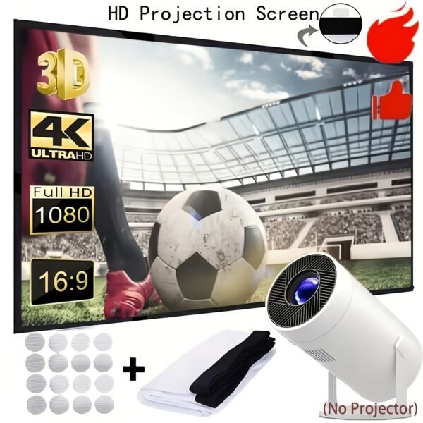 60-Inch Portable Foldable 4K Projector Screen Fiber Anti-Crease Wrinkle-Free Lightweight Movie Screen for Indoor Outdoor Home Theater Backyard Cinema Quick Setup Easy Carry with Mounting Additions