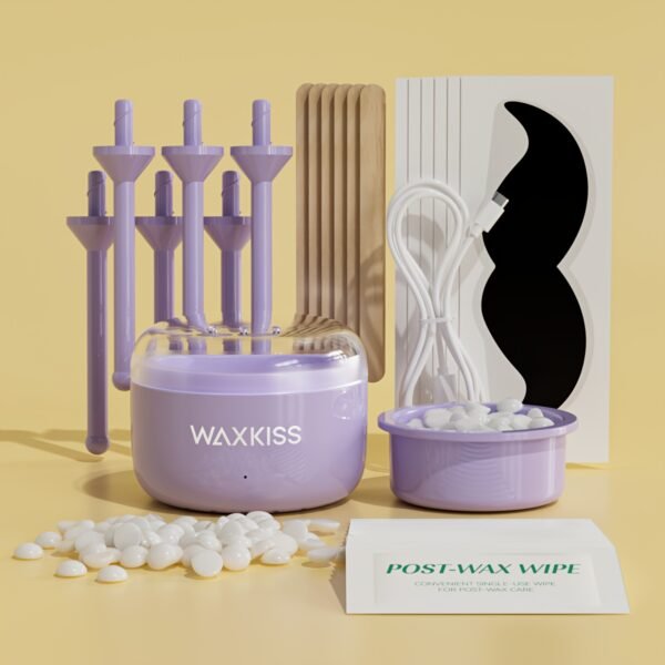 WAXKISS Mini Ear Hair Removal Wax Warmer Kit Travel-Friendly Portable Outdoor Waxing Set for Eyebrow Shaping Facial Hair Removal Small Area Painless Quick Hair Removal, Fast- Heater Eyebrows/Fingers/Bikini Line Christmas Gift